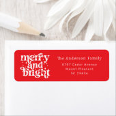 Red Christmas Merry & Bright Return Address Label (Insitu)