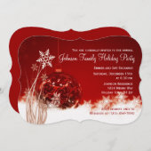 Red Christmas Ornament Fête Invitations (Devant / Derrière)