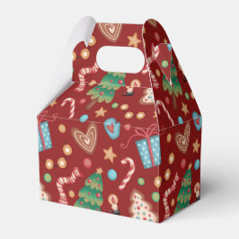 Red Christmas Pattern Gabled Party Favor Gift Box Bedankdoosjes
