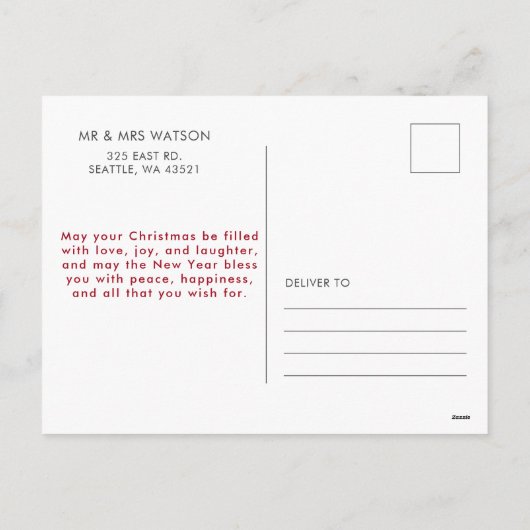 Red Christmas Photo Bow Ribbon Feestdagenkaart (Achterkant)