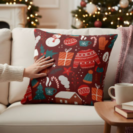 Red Christmas Pillow – Festive Holiday Design Kussen