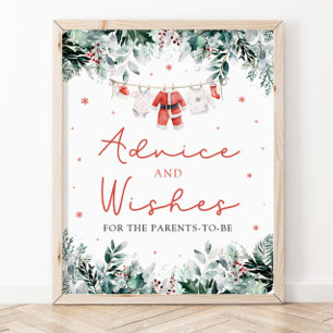 Red Christmas Santa Baby shower Advies en wensen Poster