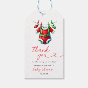 Red Christmas Santa Baby shower Bedankt Cadeaulabel