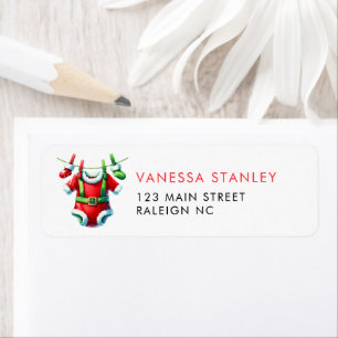 Red Christmas Santa Baby shower retouradres Etiket