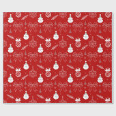 Red Christmas – Santa & Snowflake Pattern Cadeaupapier (Vlak)