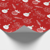 Red Christmas – Santa & Snowflake Pattern Cadeaupapier (Hoek)