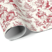 Red Christmas Santa Toile Cadeaupapier (Rol Hoek)