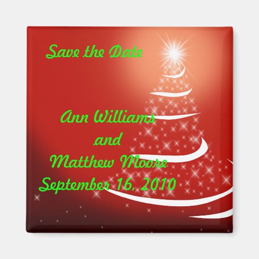 Red Christmas Save the Date Magnet (Devant)