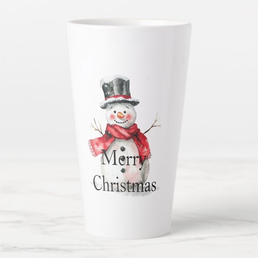 Red Christmas Snowman  Latte Mok (Voorkant)