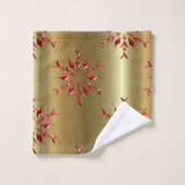 Red Christmas Stars on Gold (Gant de toilette)
