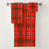 Red Christmas Tartan Plaid Pattern Design Bad Handdoek