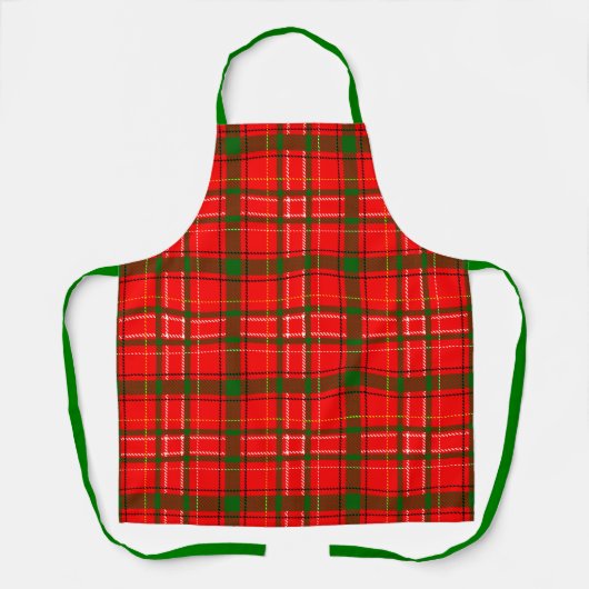 Red Christmas Tartan Plaid Pattern Design Schort (Voorkant)
