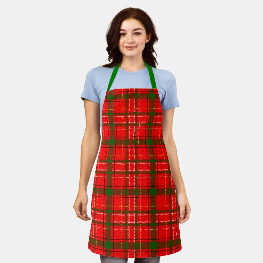 Red Christmas Tartan Plaid Pattern Design Schort (Gedragen)