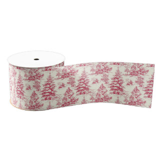 Red Christmas Toile Wrapping Paper Grosgrain Lint