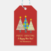 Red Christmas Tree Family Cadeaulabel (Achterkant)