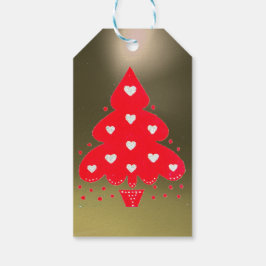 RED CHRISTMAS TREE HOLIDAY PARTY white Cadeaulabel