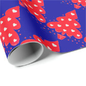 RED CHRISTMAS TREIN MET HARTS, Blue Cadeaupapier (Rol Hoek)