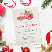 Red Christmas Truck Open House Party Invitation