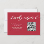 Red Christmas Wedding QR-code RSVP Kaartje (Voorkant)
