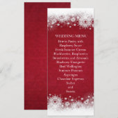 Red Christmas White Snowflakes Menu Mariage (Devant / Derrière)