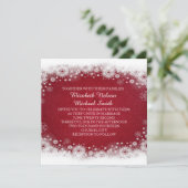 Red Christmas White Snowflakes Wedding Invitation (Debout devant)