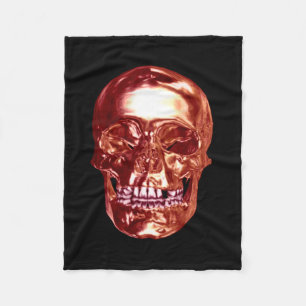 Red Chrome Skull Fleece Blanket