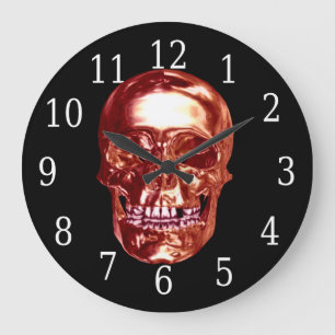 Red Chrome Skull Grote Klok