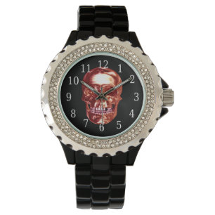 Red Chrome Skull Watch Horloge