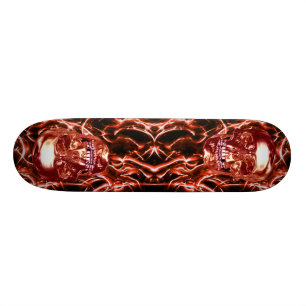 Red Chrome Skuls Skateboard