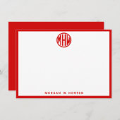 Red Circle Monogram Font DIY BG Bedankkaart (Voorkant / Achterkant)