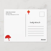 Red Circular Brush Stroke Chinese Calligraphy CNY Briefkaart (Achterkant)