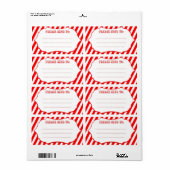 Red Circus Stripe Étiquettes d'expédition (Feuille entière)