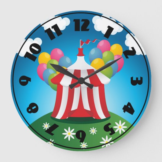 Red Circus Tent Clock Grote Klok (Voorkant)