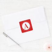 Red | Cirkel Monogram retouradres Vierkante Sticker (Envelop)