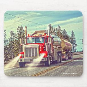 Red Cistern Truck Highway Driving Art Mousepad Muismat