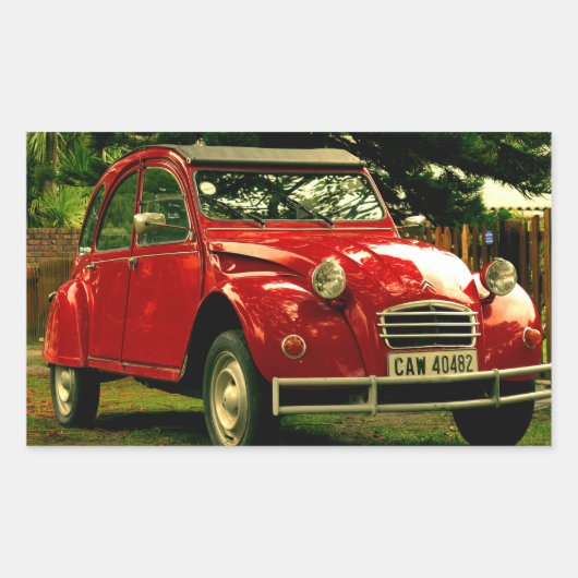 Red Citroën 2CV Rechthoekige Sticker (Voorkant)