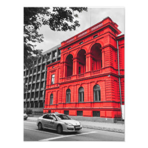 Red City Building Minimalistische fotografie Foto Afdruk
