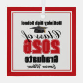 Red Class of 2026 Graduation Custom Christmas Glas Ornament (Achterkant)