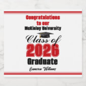 Red Class of 2026 Graduation Party Custom Bier Etiket (Enkel label)