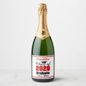 Red Class of 2026 Graduation Party Custom Sparkling Wijnetiket (Voorkant)