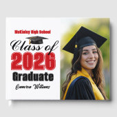 Red Class of 2026 Graduation Photo Gastenboek (Voorkant)