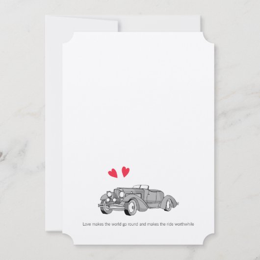  Red Classic 50s Cabrio Retro Auto In Kaart (Achterkant)