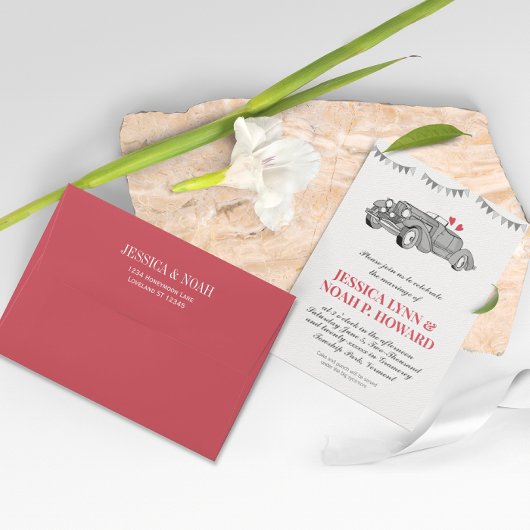  Red Classic 50s Cabrio Retro Auto In Kaart