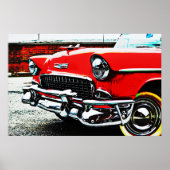 Red Classic  Bel Air Car Art Poster (Voorkant)