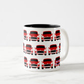 Red Classic Mini Car Mok met Uniefouancering (Voorkant rechts)