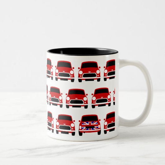 Red Classic Mini Car Mok met Uniefouancering (Rechts)