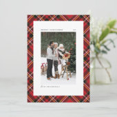 Red Classic Pset Pattern Merry kerstfoto Feestdagenkaart (Staand voorkant)