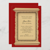 Red Classic Scroll Invitation Kaart (Voorkant / Achterkant)