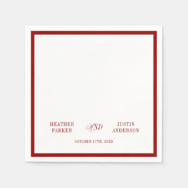 Red Classic Simple Minimalist Wedding Servet