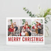Red Classic Typography Photo Collage Kerstmis Feestdagenkaart (Staand voorkant)